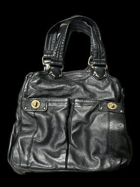 Marc by Marc Jacobs Black Leather Tote Bag Logo Lining Vintage Y2K